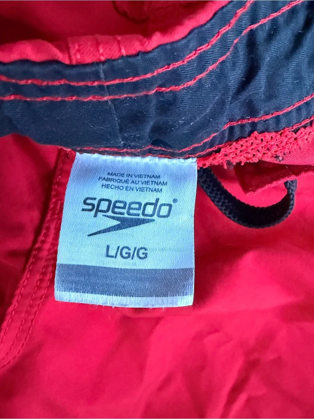 Y2K Speedo Mens Large Red Swim Trunks Board Shorts Beach Swimwear